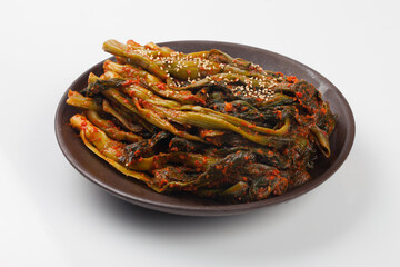 
Kimchi made with mustard leaves and stems.
