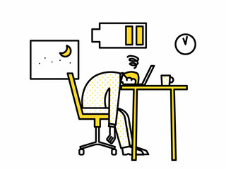 残業で疲れた男性のイラスト