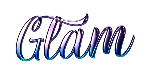 Isolated Word Glam for Elite Class Fashion Industry, 3D Caption for Advertising Campaign.
