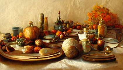 Obraz na płótnie Canvas thanksgiving table