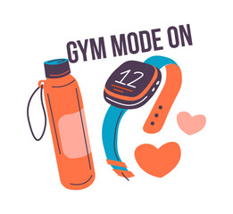 Gym mode on, smart fitness watch and bottled water