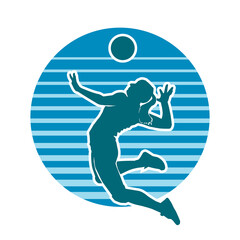 Fototapeta na wymiar Female volleyball athlete vector silhouette