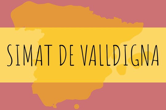 Simat de Valldigna: Illustration mit dem Namen der spanischen Stadt Simat de Valldigna
