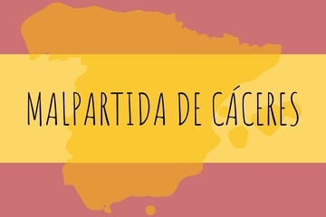Malpartida de Cáceres: Illustration mit dem Namen der spanischen Stadt Malpartida de Cáceres © Modern Design & Foto
