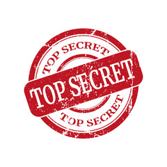 Red top secret stamp with white background
