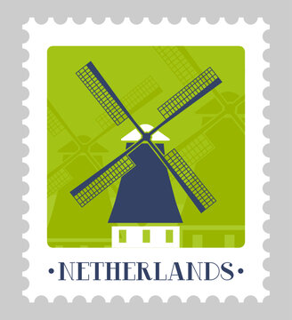 Netherlands Postal Mark Or Postcard With Mill