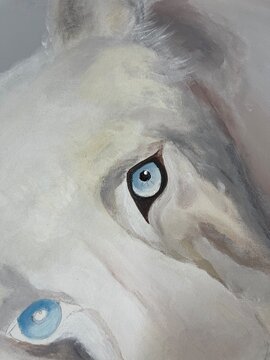 Lioness blue eyes abstract animal painting 