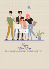 Happy boss day to multitasking woman greetings cards digital background unique template blank ready to edit boss lady