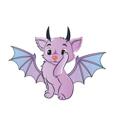 Purpale cartoon bat creepy kawaii vector 