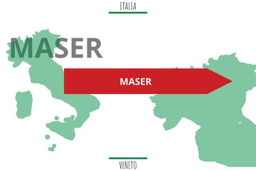 Maser: Illustration mit dem Namen der italienischen Stadt Maser - obrazy, fototapety, plakaty