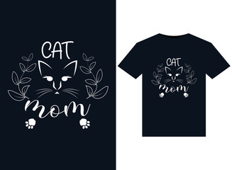 Cat mom illustrations for print-ready T-Shirts design