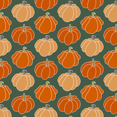 seamless pumpkin pattern illustration hand drawn, colourful background 