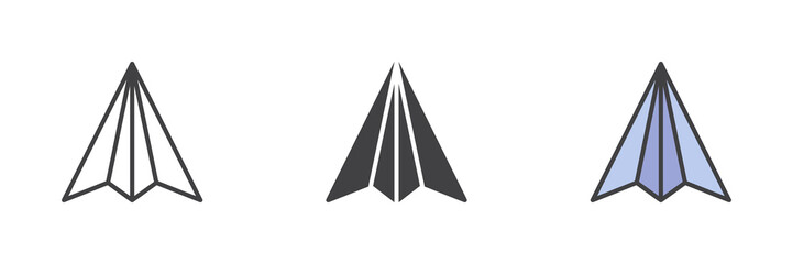 Paper plane different style icon set