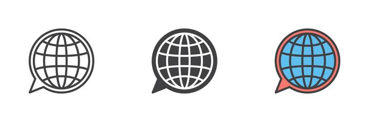 Language translation different style icon set