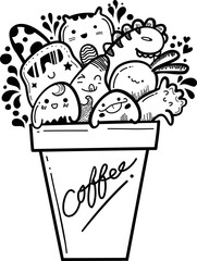 Cartoon cute doodles hand drawn Idea illustration.