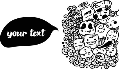 Cartoon cute doodles hand drawn Idea illustration.