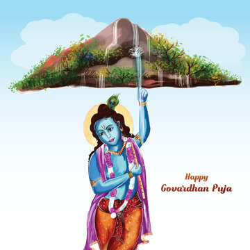 Lord krishna govardhan puja holiday celebration card background
