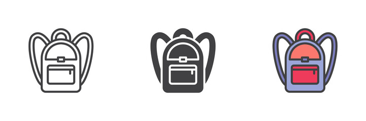 School bag different style icon set