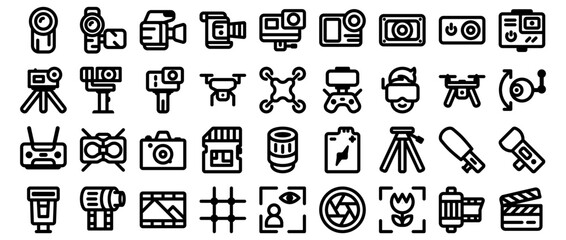 Photo and video line icons set. Air Drone vector line icon. Simple vector icons eps10
