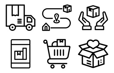 courier and packaging line icons set. Thin line icons set. Simple vector icons eps10