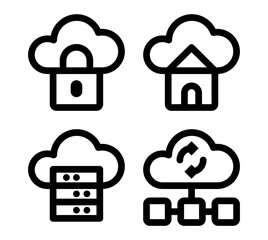 Data center line icons set. Computing data and File storage icons. Simple vector icons eps10