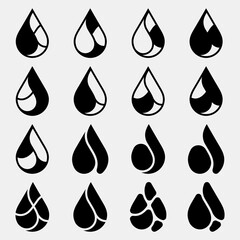 Water drops droplet raindrops oil blood icon illustration cut