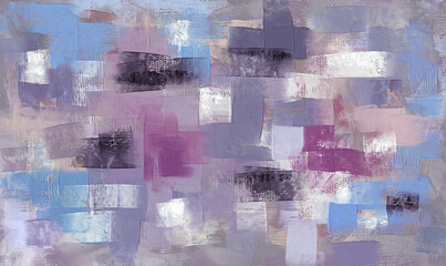 Abstract purple paint strokes, oil painting on canvas wallpaper, rough painted artwork