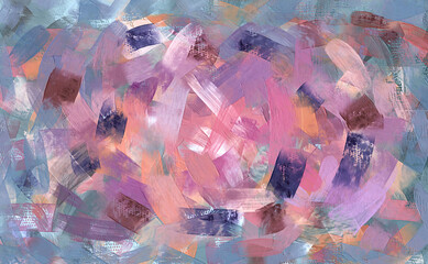 Abstract purple and pink strokes, oil painting on canvas wallpaper, rough painted artwork