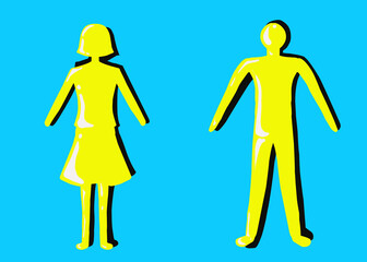 Vector design of male and female symbols suitable for stickers or designs with other themes
