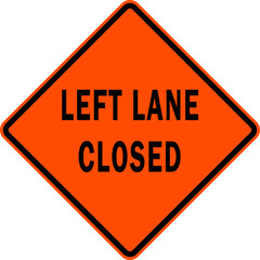 left lane closed - road work sign