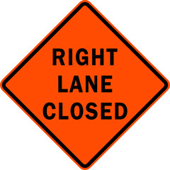 right lane closed - road work sign