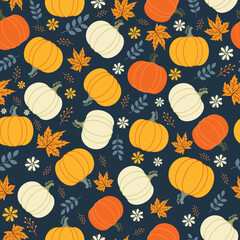 Thanksgiving Background, autumn pumpkin seamless repeat pattern