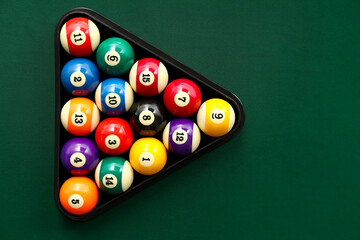 Billiard balls in triangle on table