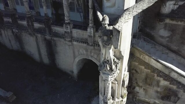 Aerial shot of beautiful portuguese Palace Hotel of Bu&ccedil;aco, Luso, Mealhada, Aveiro