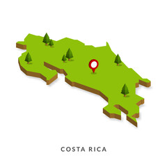 Isometric Map of Costa Rica. Simple 3D Map. Vector Illustration - EPS 10 Vector