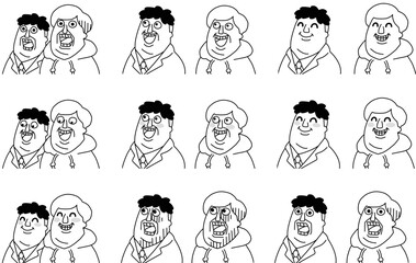 変な顔の二人　表情顔パターンセット