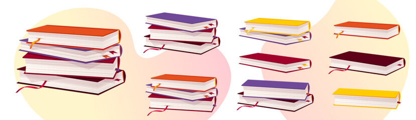 Stacks of books. Book lover, Reading, Book store, Library, Education concept. Isolated vector illustration for flyer, poster, banner. 