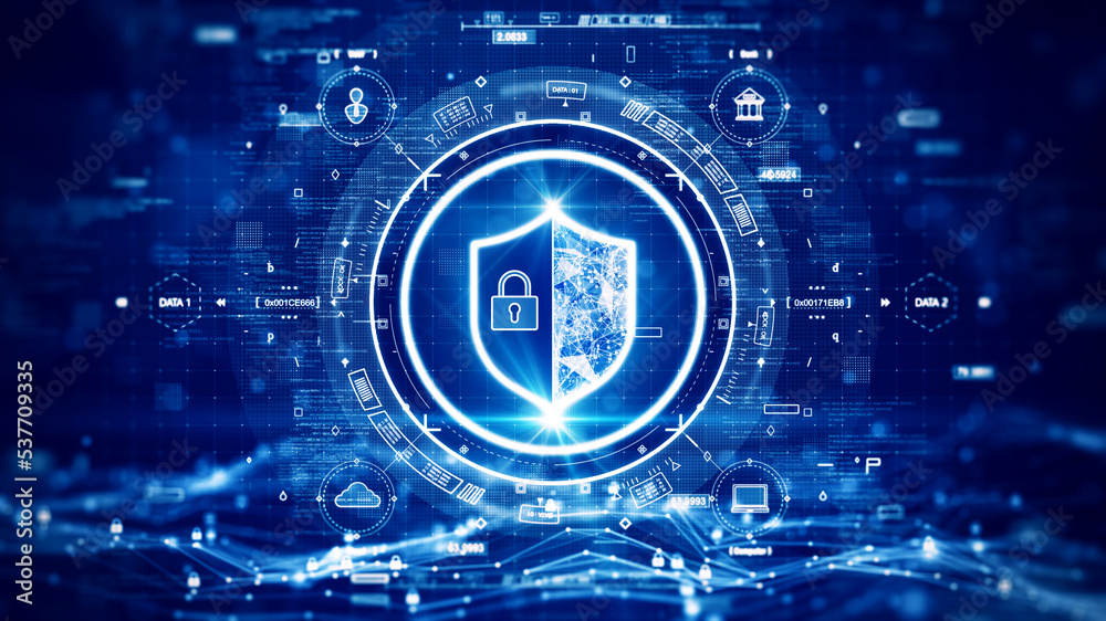 Fototapete digital technology concept cyber security data protection internet network connection. prominent shi
