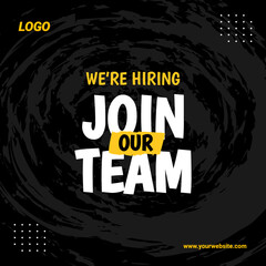 Fototapeta na wymiar We're Hiring Join Our Team Banner Template. Business Recruiting Concept. Open Vacancy Design Template with Black Colour - EPS 10 Vector