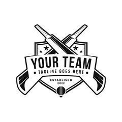 Badge emblem Cricket logo, cricket team, cricket club isolated logo design on white background.