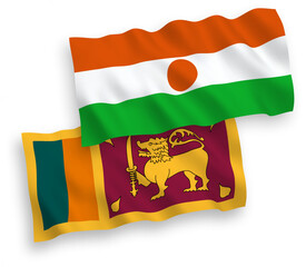 Flags of Republic of the Niger and Democratic Socialist Republic of Sri Lanka on a white background