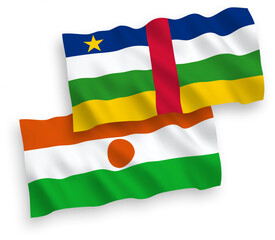 Flags of Republic of the Niger and Central African Republic on a white background