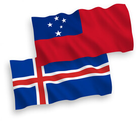 Flags of Independent State of Samoa and Iceland on a white background