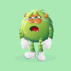 Cute green monster crying