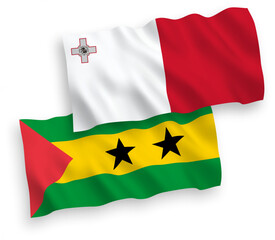 Flags of Malta and Saint Thomas and Prince on a white background