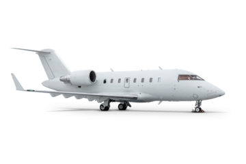 White modern corporate business jet isolated on transparent background