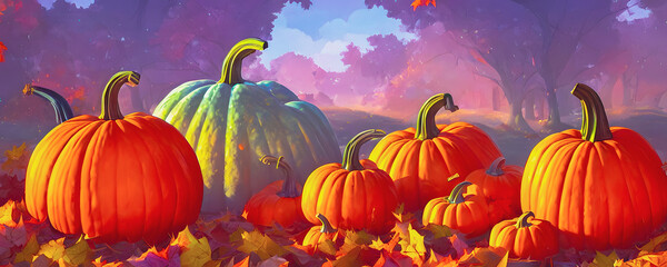 Obraz na płótnie Canvas Artistic concept painting of a pumpkins vegetables , background illustration.