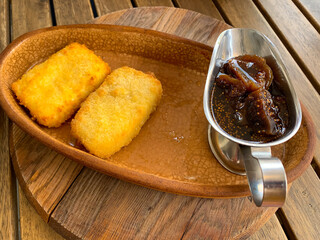 Fried cheese on a plate