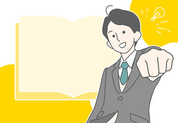 拳を構えてガッツポーズをする制服の男の子と本の背景