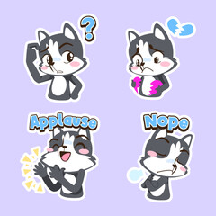 cute japanese dog vector sticker set